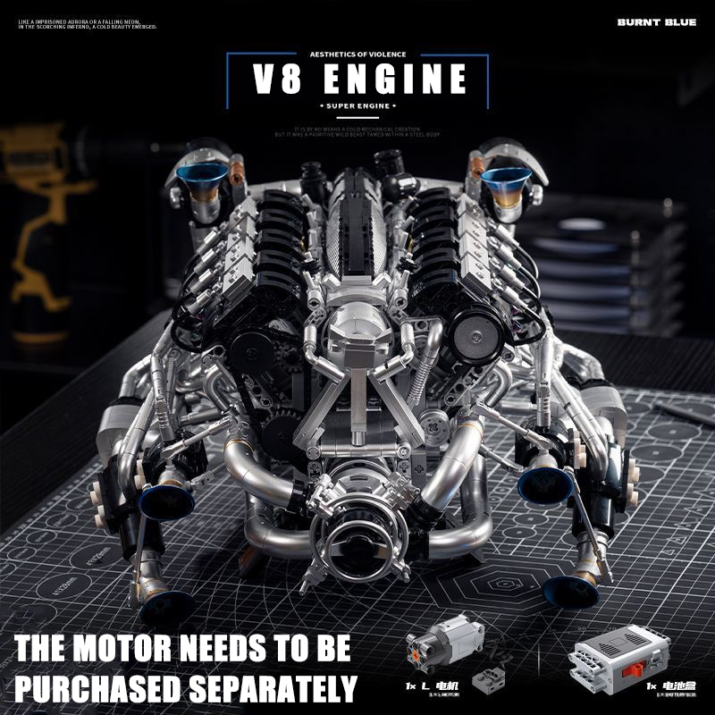 Model Kit V8 Engine - MOC Supercar V8 Kit di blocchi